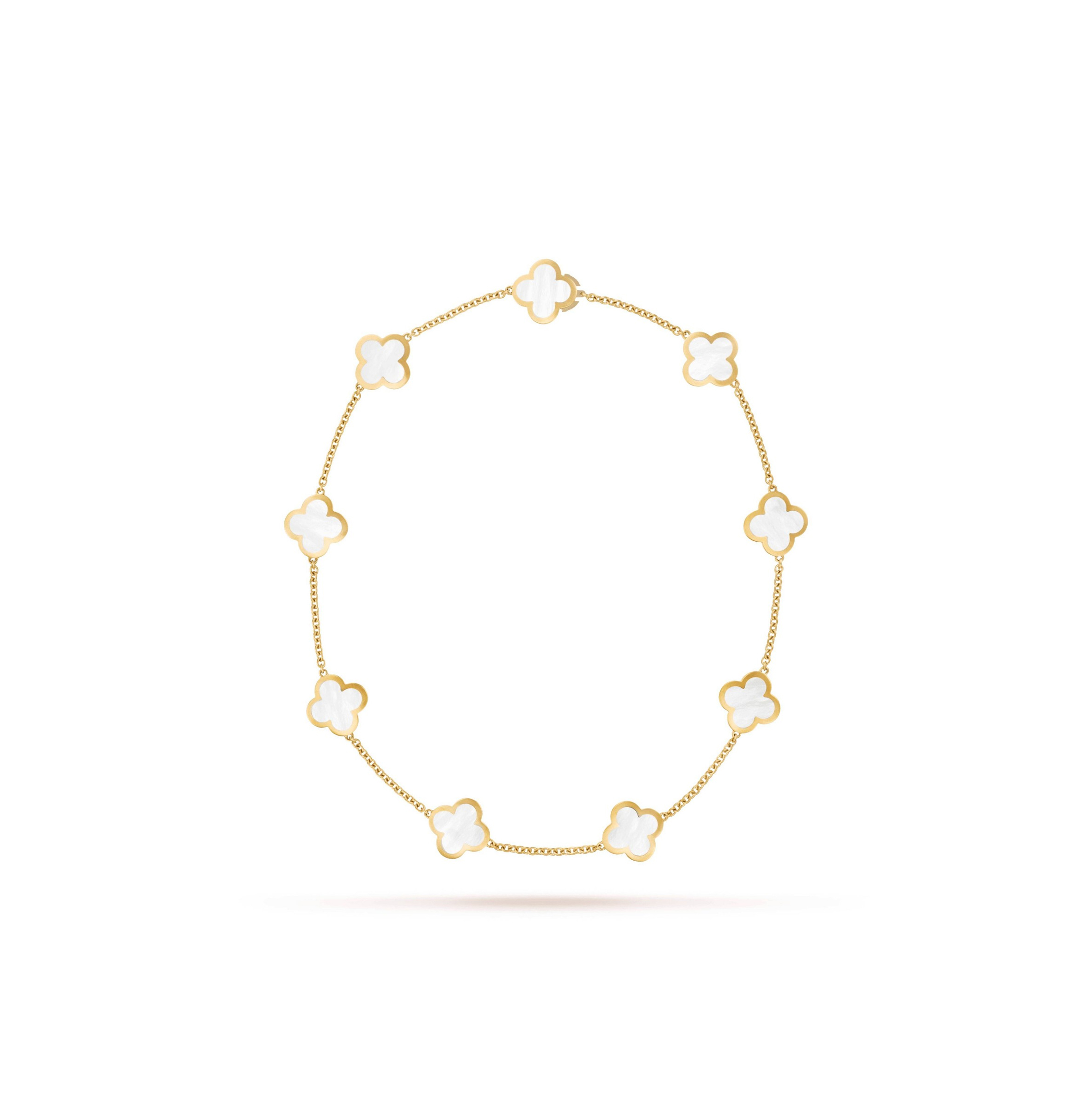 VAN CLEEF ARPELS PURE ALHAMBRA NECKLACE, 9 MOTIFS - YELLOW GOLD, MOTHER-OF-PEARL VCARA37800 VAN CLEEF ARPELS PURE ALHAMBRA NECKLACE, 9 MOTIFS - YELLOW GOLD, MOTHER-OF-PEARL VCARA37800